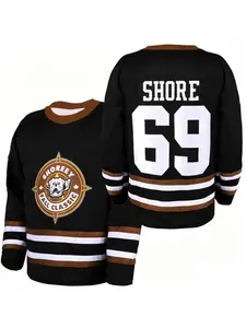 Letterkenny Shoresy Shore #69 Bulldogs Black Hockey Jersey, Breathable with Bulldog Print, Casual Ice Tee for TV Fans, Hockey Lovers & Streetwear Enthusiasts