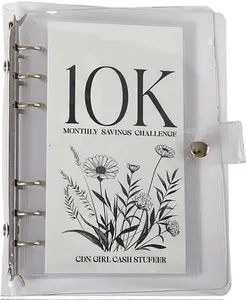 12-Month 200 Envelopes Money Saving Challenge Binder, 10k Dollars Money Saving Challenge Book, Loose Leaf Savings Book Challenge Envelope Savings Book (10K)