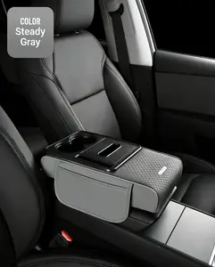 Car Armrest Riser Cushion (Genuine Leather), 2026 New Model (Nappa Leather),  In-Car Storage Box, Multifucntional Car Box, Car Tissue Box, Interior Accessories, Car Organizer