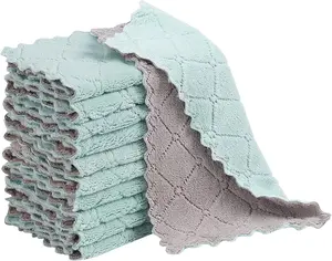 10 Pack Kitchen Dish Cloths Dish Towels,Super Absorbent Coral Fleece Cloth,Premium Dishcloths,Nonstick Oil Washable Fast Drying Dish Rags,Reusable Cloth forTable Chair Dish Glass Cleaning