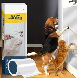 &  Scratch Door r with Utility  - 60" x 8" Clear Wall r for Pet  - Sticky and Self-Adhesive Deterrent Vinyl Surface - Easy Customization & Installation