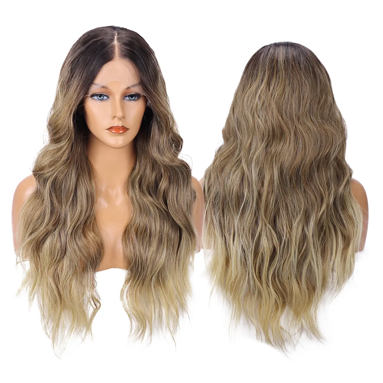 28 Inch Ash Blonde Lace Front Wig for Women  Long Wavy Synthetic Wigs with  Glueless Lace Wig for Daily,Party,Cosplay