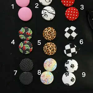 Hand Crafted Printed Fabric Covered Oversized Button Earrings for Pierced Ears, Soft Fabric Material, Available in Various Colors and Patterns