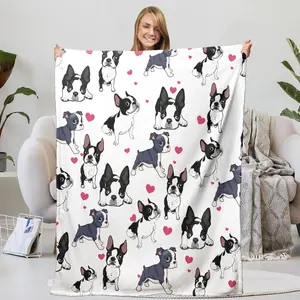 SLEEPWISH Love Dog Flannel Fleece Blanket for Couch Bed, Cute Puppy Pet Print Throw Blanket for Girls Women Kids Super Soft Plush Dogs Blanket Gifts
