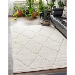 Ivory Trellis Shag Rug