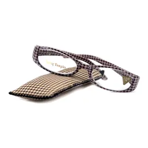 The Scottish, (Premium) Reading Glasses, High End Readers (Brown) Hound Tooth +1.25.. +3 Magnifying Eyeglasses. Houndstooth NY Fifth Avenue Lightweight Unisex