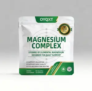 OYQXT Magnesium Complex 10 Essential Forms 500mg 90 Capsules for Healthy Muscles & Bones Non-GMO USA Made Dietary Fitness Natural Wellness Boost Supplement Vitamin