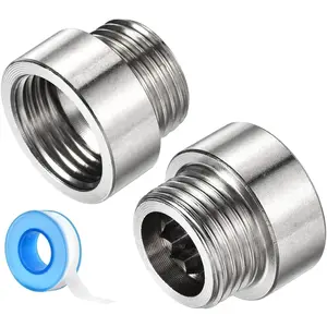Shower  Extension Arm, 2 Pack 304 Stainless Steel G1/2 Male to G1/2 Female Thread 20mm Length Pipe Fitting Coupler Shower  Extender with 8M PTFE Pipe Sealant Tape
