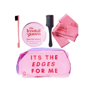 The Frontal Queen Edges On Fleek Kit - Baby Hair Control, Razor Bomb, 2 in 1 Brush, Lace Melting Band & Cosmetic Bag - 48-Hour Edge Hold Hair Styling Gel Set