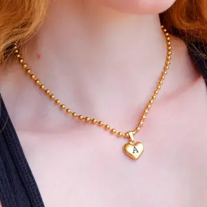 Gold Initial Heart Necklace | Custom Waterproof Jewelry Gold Initial Heart Necklace | Custom Waterproof Jewelry