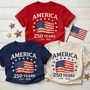 [SALE UP TO 66%] America 250 Years Shirt, USA 250th Anniversary Shirt, Vintage American Flag Graphic Tee, Patriotic USA Flag Tee Patriotic 1776-2026 Apparel, 4th of July Independence Day Gift, Casual Summer Top