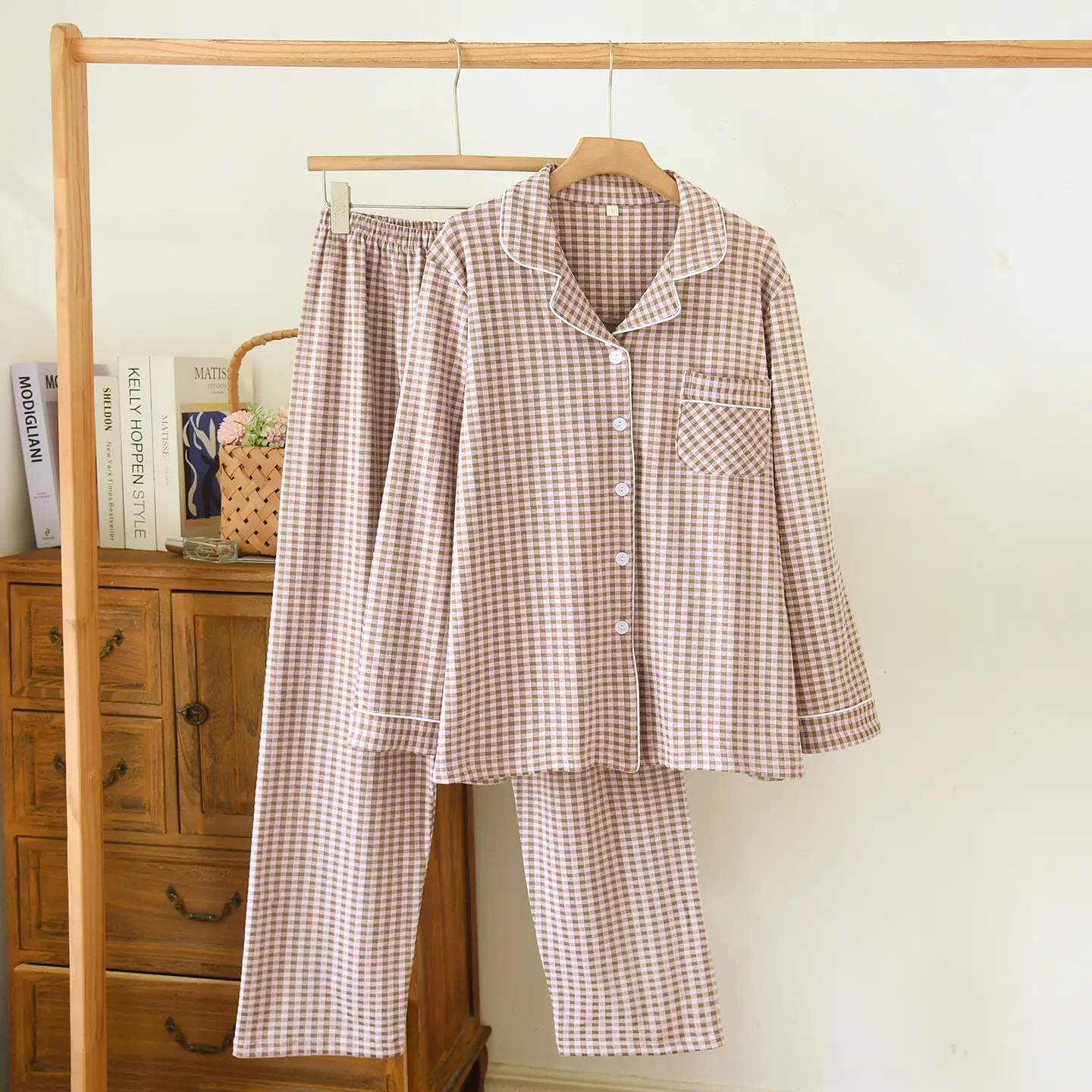 De Rong Women's Set   Chocolate Grain Pu