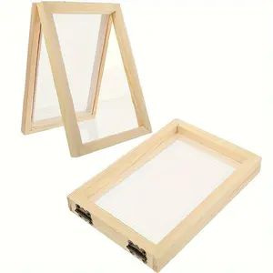 1pc Wooden Paper Craft Kit Includes Wooden Paper Mold Frame and Mesh Craft Dried Flowers for Paper Crafts