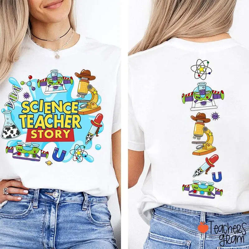 Science Story Teacher Two Sided T-Shirt
