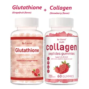 RE LIERRE Glutathione & Collagen Gummies for Women & Men Hydrolyzed Collagen Peptides with Biotin & Vitamin C Grapefruit & Strawberry Flavor 60 Count