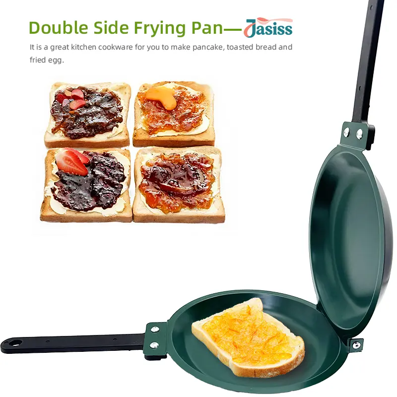 Non-stick Double-sided Round Skillet with Handle - Thermal Cooking Appliances, Quick-Cooking, Easy to Flip, Beginner Friendly Stainless Steel Cookware for Pancakes, Omelets