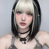 14 Inch Straight Wigs for Women, Gorgeous Fluffy Wigs with Bangs, Synthetic Full Machine Wigs for Party, Daily Use, Synthetic Hair, Synthetic Fiber Wig, Synthetic Material Wigs