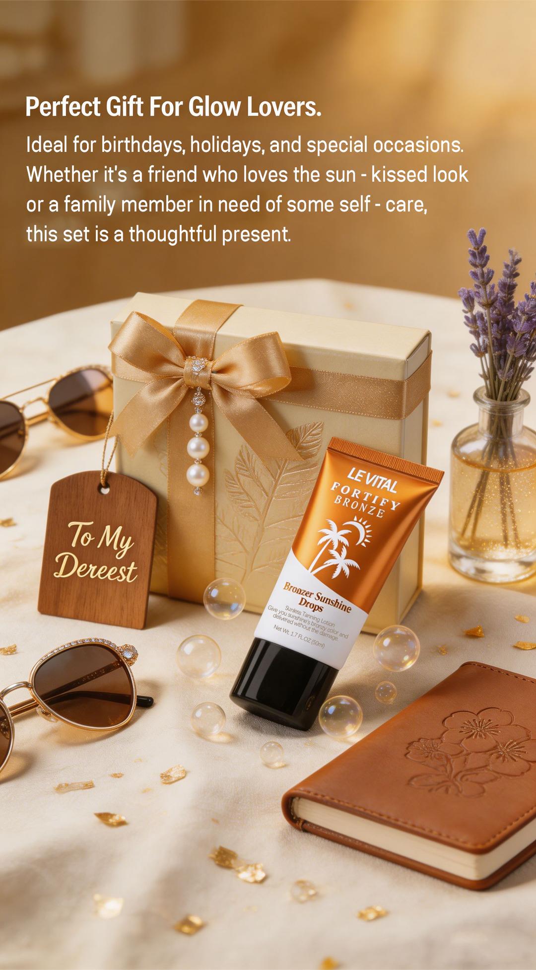 LE VITAL Sunless Tanning Lotion 50ml – Natural Bronzer Sunshine Glow, Fast-Absorbing Self Tanner for  Body, Non-Greasy Streak-Free Formula, Gentle UV-Free Tanning Cream for a Healthy Sun-Kissed Look