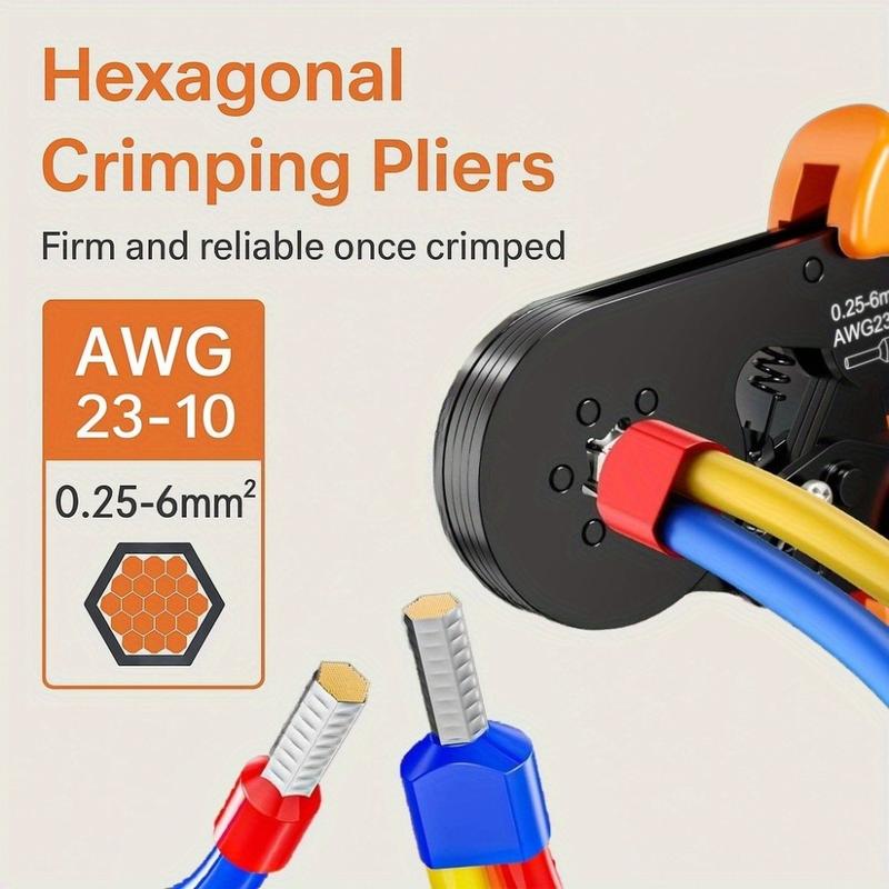 2164pcs Mini Electrician Crimp Set, Suitable for HSC8 6-6 Crimp Pliers 0, 25-6mm² / AWG23-10, Includes 2000pcs of 7 Various Sizes VE Tube Type Terminals + 164pcs of Thermal Insulation, with Durable Plastic Handle and Wire Repair Clips, Ideal for Home
