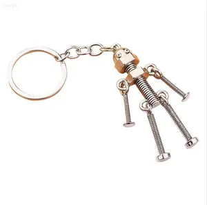 Movable Screw Robot Keychain, Adjustable Joint Metal Handmade Figurine Key Ring Novelty Bag Charm Gift