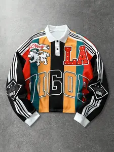 Men's Striped Pullover Sweatshirt Long Sleeves Fall & Winter, Casual Loose-Fitting Street Style, Unisex American Fashion