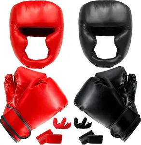 14 Pcs Boxing Set Boxing Equipment Set for Beginners Including 2 Pair of 6 oz Boxing Gloves Headgear Helmet Hand Wraps Mouth Guards Gifts Training Equipment