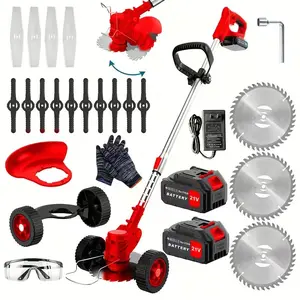 【TM RED1】Portable Home Cordless ElectricLawnmowerGarden Weeder/Wireless Mower Features 3Blade Types AndTwo High-capacity Lithium-ion BatteriesPowerfulPerfommance for Lawns, Gardens, And Yards ToolMen's GiftChristmas