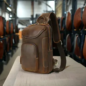 Leather Sling Bag Full Grain Leather Belt Bag, Leather Fanny Pack, Birthday Gift for Him, Personalized Gift for Him, Chest Bag