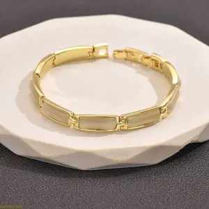 2026 New Arrival: Women's Geometric Rose Gold & Opal Bracelet — Sleek, Minimalist, and Close-Fitting | Individually Packaged Gemstone Jewelry | Niche "Light Luxury" Style (A Gift for Mom)
