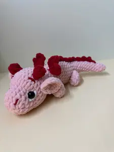 Crochet Axolotl Cat Snuggler Plushie – Handmade Amigurumi Plush, Cute Kawaii Plush Toy