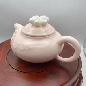 Creative Ceramic Handmade Flower-Pinched Teapot Set Gongfu Tea Set with Teapot Teacups and Serving Bowls for Home Use