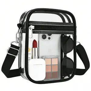 Stadium Approved Clear Crossbody Backpack - Waterproof PVC Transparent Bag with Adjustable Strap for Men & Women, Ideal for Concerts, Sports Events, Festivals, Travel,  Swimming & Beach