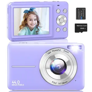 Digital Camera 1080P 44MP with 16X Zoom, Anti-Shake, Compact Point & Shoot Camera with 32GB Card, Perfect Gift for Kids, Teens & Beginners