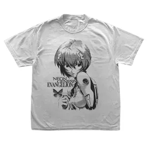 Rei Eva T-Shirt, Evangelion Anime Tee, Gifts Shirt, Unisex Vintage Graphic Tees Gothic Grunge Y2k Emo Scene Amity Affliction Style Clothes Men Women Streetwear