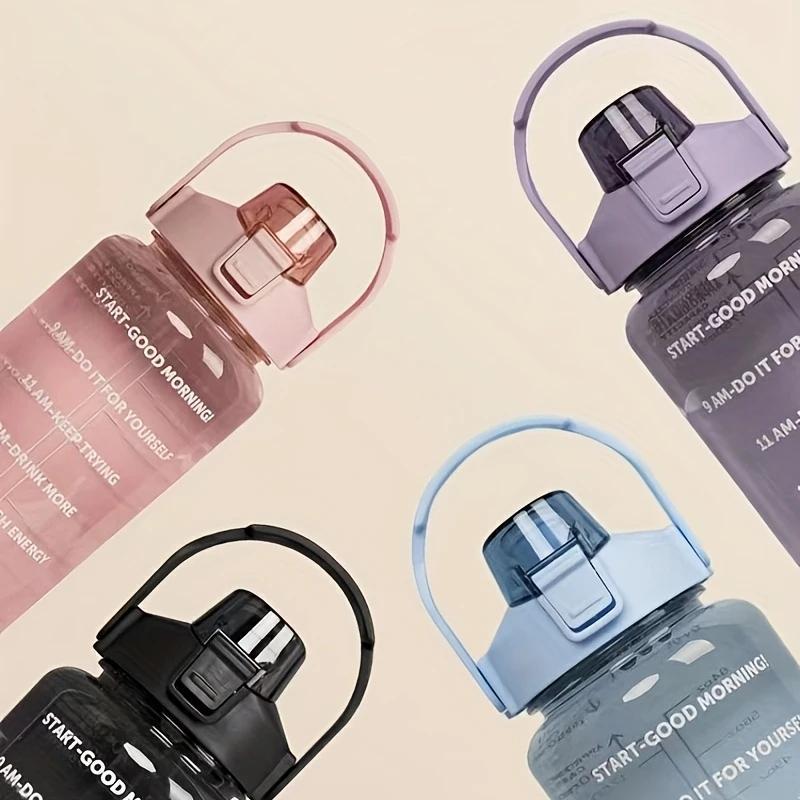 67oz Sports Water Bottle, 2 Counts/set Leakproof Water Bottle with Straw & Handle, Drinking Cup for Outdoor Fitness & Water Tracking, Hydration Tumbler