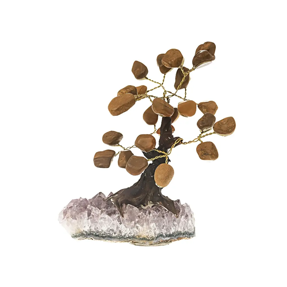 JTV Yellow Jasper Gemstone Tree with Quartz Base