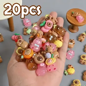 20pcs Capybara Resin Mini Statues, Home Living Room, Bar, Office Desk Decorations, Cute Collectible Figurines (Random Colors)