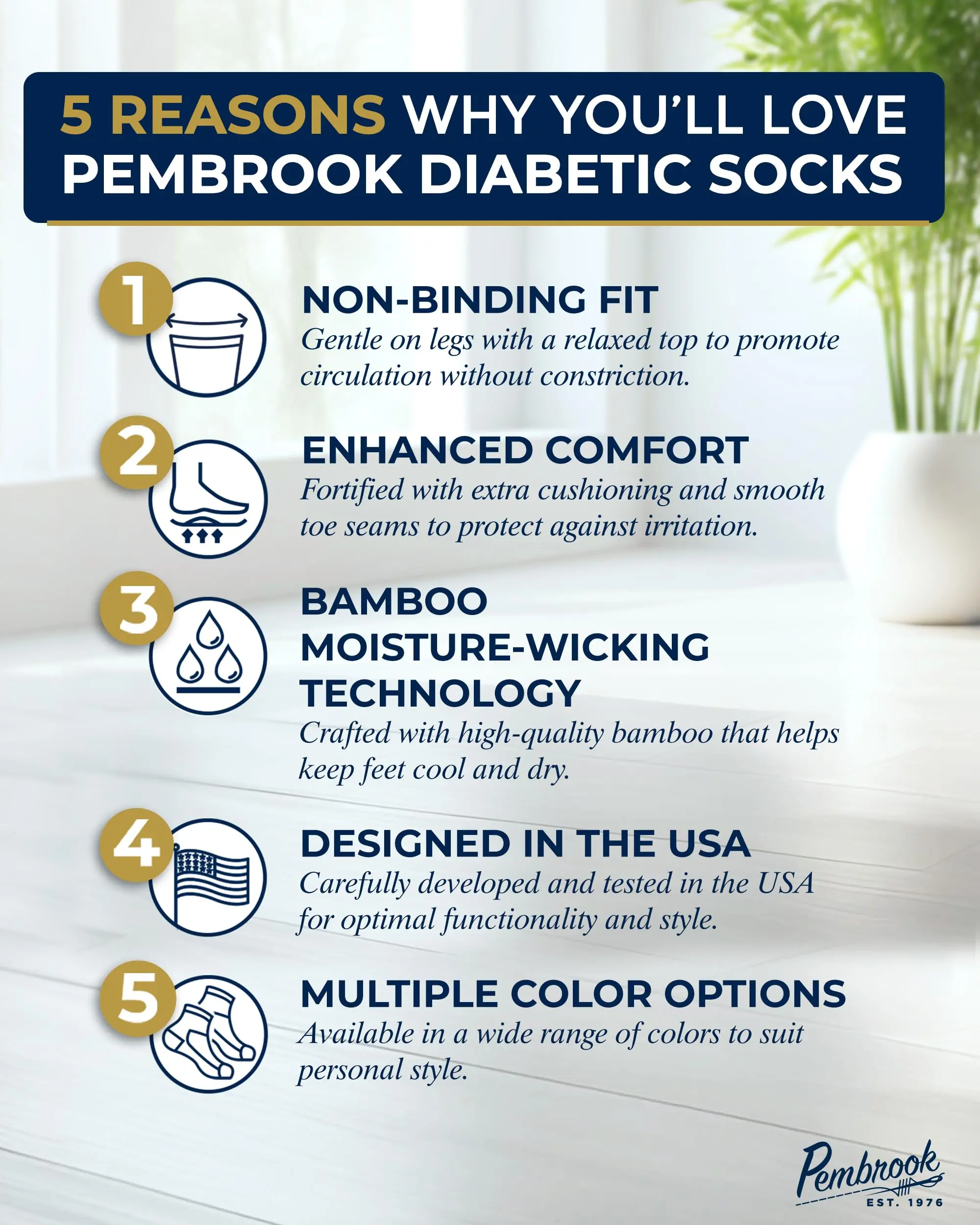 Pembrook Bamboo Viscose Diabetic Socks for Women Size 9-11 | 6 Pairs Ribbed Knit Crew Socks | Multiple Colors Pembrook Bamboo Viscose Diabetic Socks for Women Size 9-11 | 6 Pairs Ribbed Knit Crew Socks | Multiple Colors
