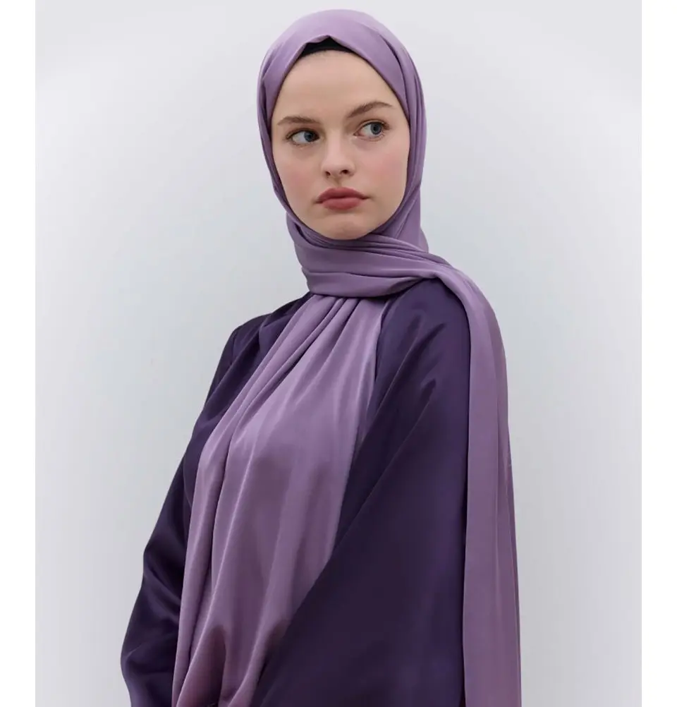 Satin Elegance Shawl Hijab - Lilac
