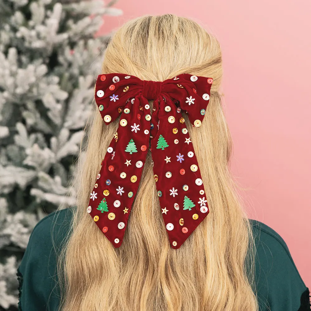 Christmas Velvet Bow | Crimson