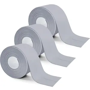 3 Rolls 10.5  Caulk Tape Toilet Caulking Strip Self Adhesive Bathroom Sealing Peel and Stick Caulk Strip for Bathtub, 1.5 Inches (Grey)