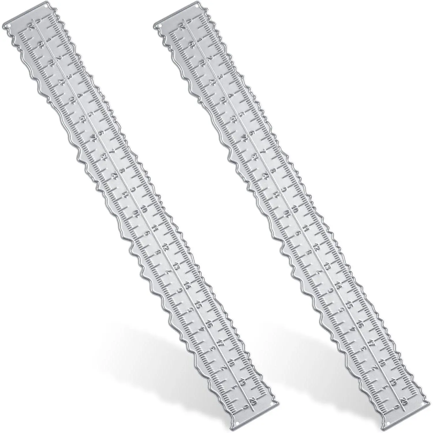 2 count Deckle Edge Ruler 8.4 Inch Irregular Edge Ruler Metal Craft  Cuts Measurements Embossing  Paper Rulers Decorative Wavy Measuring Tool Paper Tearing Rulers for Card Making