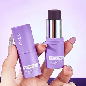 Temperature-Sensitive Color Changing Blush Stick| Multi-Purpose as Eye Shadow, Blush, Lipstick, Waterproof& Sweatproof Long-Lasting Color, Ideal for Various Makeup Looks, Purple Tone, Cosmetics