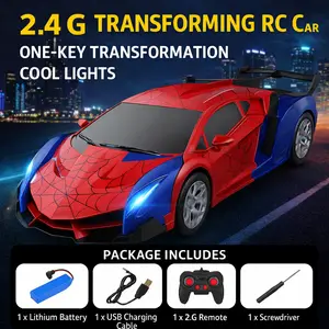 Transform RC Car 1:18 Scale 2.4GHz Remote Control Robot Deformation Car with 360° Spinning Stunts Rechargeable Battery High-Quality ABS Body Hobby RC Vehicle Model for Teens Adults and Collectors