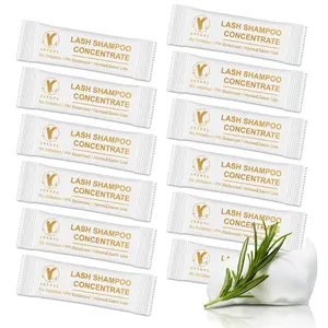 Unscented Lash Shampoo Concentrate 12 Bags Pack, Foaming DIY Eyelash Cleanser for Eyelash Extensions, Travel Home Care Eyelash Supplies