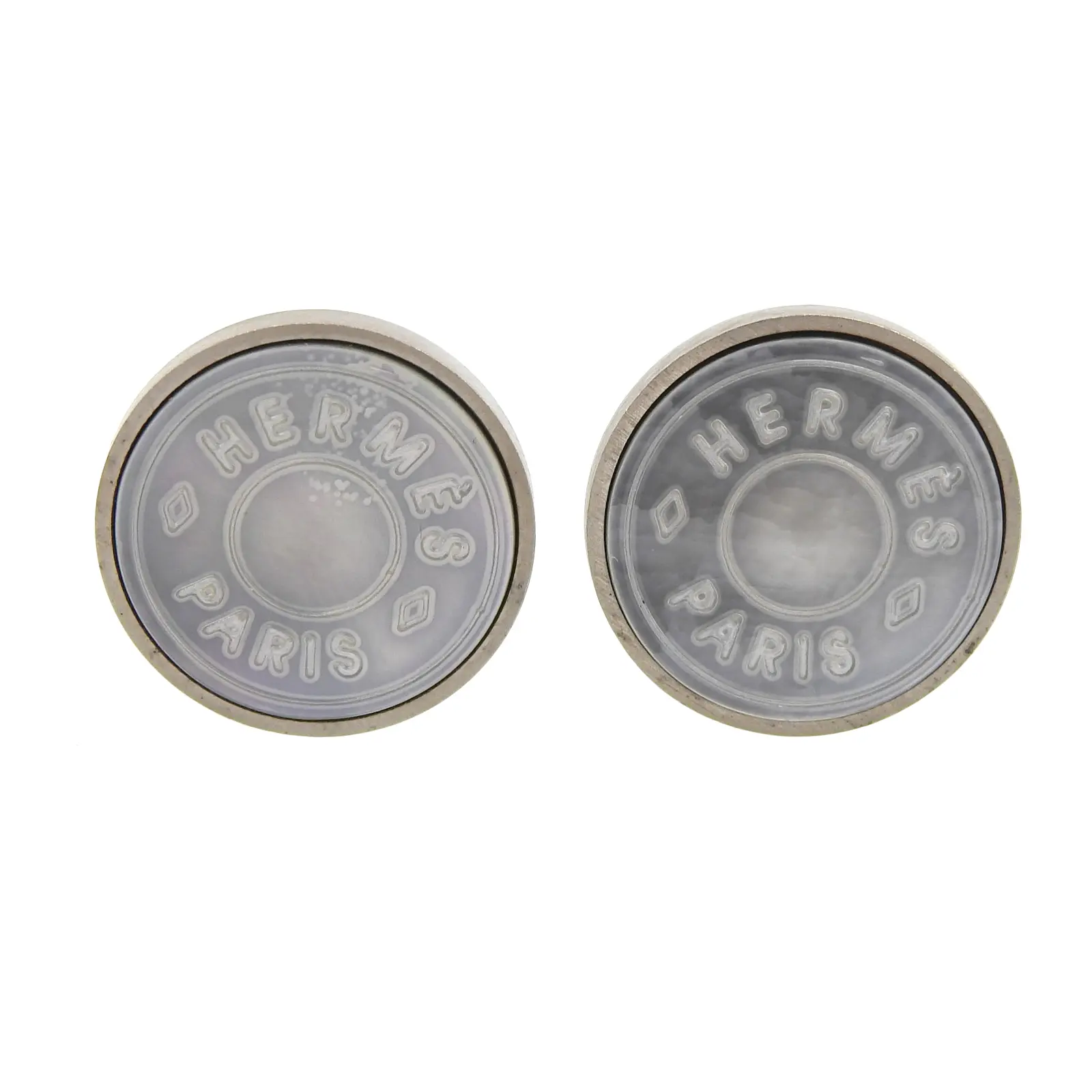Pre-owned HERMÈS Sterling Silver 925 (Ag925) Small Leather Goods Hermes Shell Earrings