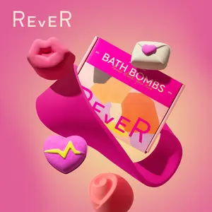 Rever SPA Bath Bombs for Women Relaxing- Handmade 4 Pcs Organic Bath Bombs with Essential Oils, Unique Lover's Design, Natural Bubble Bath Bombs Birthday Valentines Christmas Gifts for Women