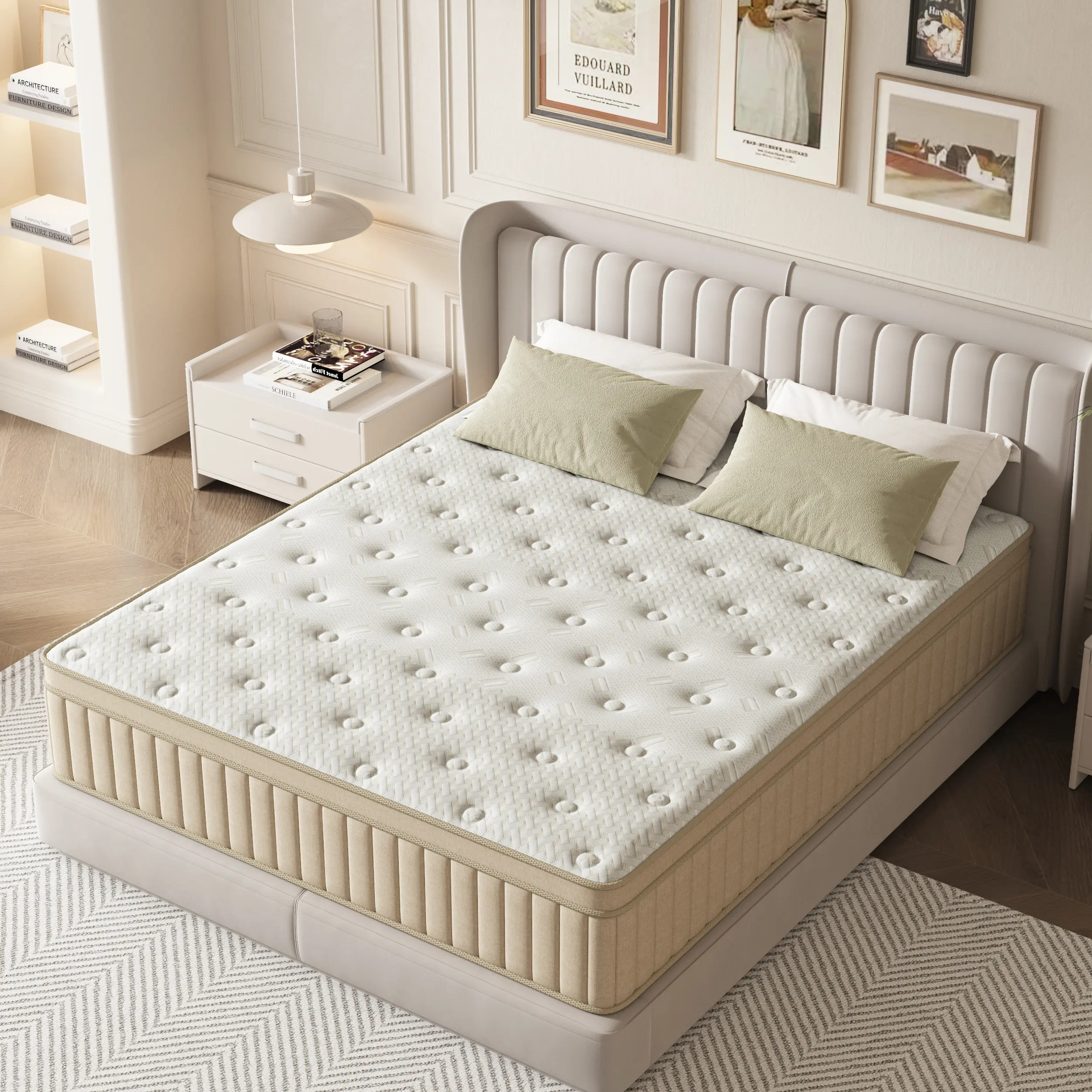【TVDFGTS】10/12/14 Twin Full Queen King Size in a Box Hybrid Memory Foam Mattress Set, Ergonomic Design with Lumbar Support, Medium Firm Feel, Independent Spring Memory Mattress, Memory Foam Mattresses, Queen Size Mattress