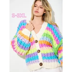 Spring Forward Rainbow Chunky Sweater