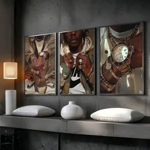 3 Count/set 3 Black Man Sneaker Wall Art, Set Of 3 Prints, Modern Black Man Cave Poster, Trendy Black Male Art, Hypebeast Decor Urban Art Unframed Poster